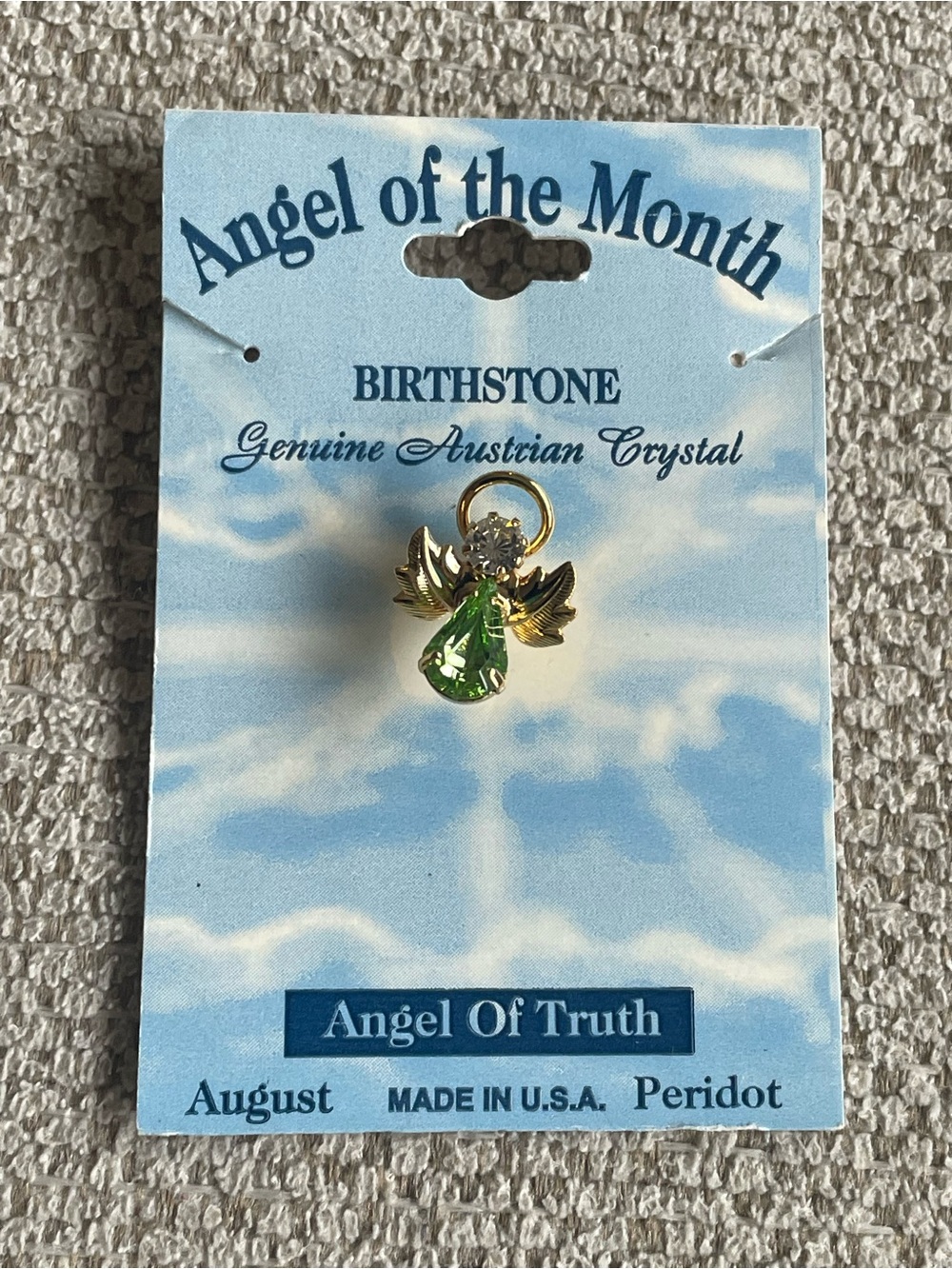 August Peridot Gold-Tone Angel Pendant pin